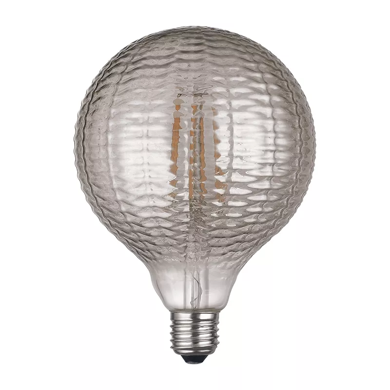 Globe LED vintage LightED Decó strié gris fumé