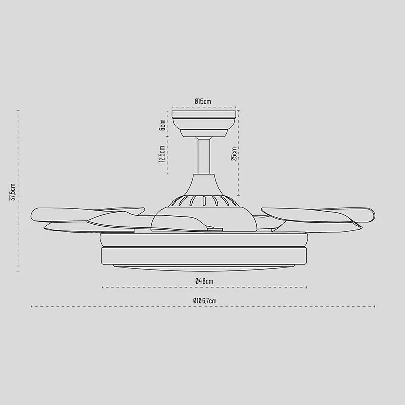 Ventilador de techo con aspas retráctiles y luz LED Sena